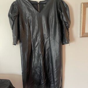 Elegant Black Faux Leather Dress